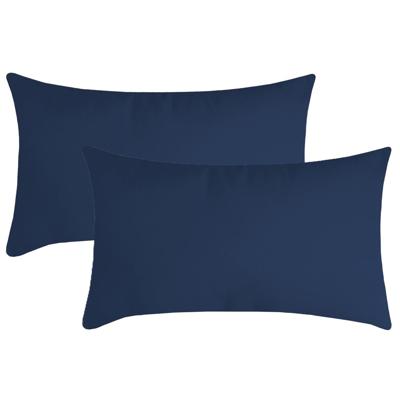 Stof Textile sierkussen Nelson - 2x - donkerblauw - 30 x 50 cm - bank kussens - polyester