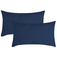 Stof Textile sierkussen Nelson - 2x - donkerblauw - 30 x 50 cm - bank kussens - polyester