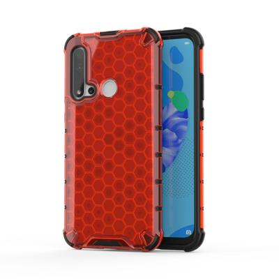 Voor Huawei Nova 5i honingraat schokbestendig PC + TPU beschermhoes (rood)