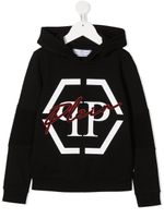 Philipp Plein Junior sweat à capuche à logo imprimé - Noir