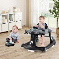 6-In-1 Loophulp Loopwagen met Verstelbare Hoogte en Snelheid Babywalker Vliegtuigmotief met Afneembaar Muziekdoosje en Eetplateau 6-In-1 Loophulp Loopwagen met Verstelbare Hoogte en Snelheid Babywalker Vliegtuigmotief met Afneembaar Muziekdoosje en Eetplateau