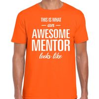 Awesome mentor cadeau t-shirt oranje voor heren - thumbnail
