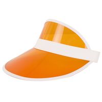 Verkleed zonneklep/sunvisor - voor volwassenen - oranje/wit - Carnaval hoed - Verkleedhoofddeksels - thumbnail