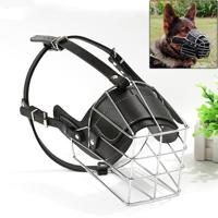 Stalen kooi stijl hond mand draad snuit beschermende snuit cover met lederen band grootte: XXL Stalen kooi stijl hond mand draad snuit beschermende snuit cover met lederen band grootte: XXL