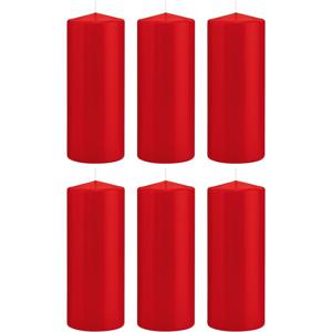 Cilinderkaars/stompkaars - 6x - rood - 8 x 20 cm - 119 branduren