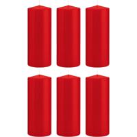 Cilinderkaars/stompkaars - 6x - rood - 8 x 20 cm - 119 branduren