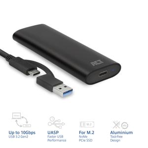 ACT Connectivity USB-C M.2 NVMe / PCIe SSD Behuizing, tool-free externe behuizing
