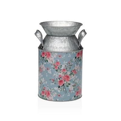 Vaas Versa Blauw Metaal Blommor 13 x 15,5 x 21 cm