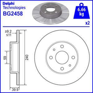 Delphi Diesel Remschijf BG2458