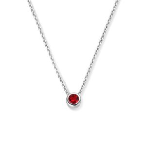 Ketting Geboortesteen juli zilver-robijn rood 41-45 cm