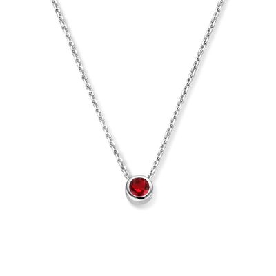 Ketting Geboortesteen juli zilver-robijn rood 41-45 cm