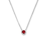 Ketting Geboortesteen juli zilver-robijn rood 41-45 cm