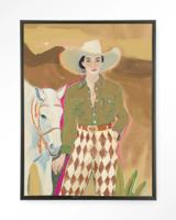Urban Cotton Wandkleed 'Cowgirl 3' 110 x 145cm in Floating Frame - black