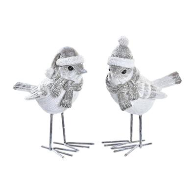 Kerstversiering DKD Home Decor Hars Fågel (10,5 x 5,5 x 10,5 cm) (2 Stuks)