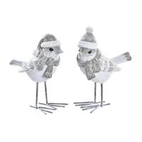 Kerstversiering DKD Home Decor Hars Fågel (10,5 x 5,5 x 10,5 cm) (2 Stuks)