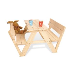 Kinderpicknickbank met leuning naturel