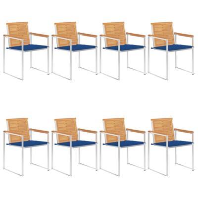 Tuinstoelen 8 st met kussens massief teakhout