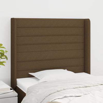 Hoofdbord met randen 93x16x118/128 cm stof donkerbruin