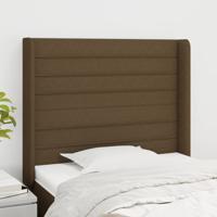Hoofdbord met randen 93x16x118/128 cm stof donkerbruin