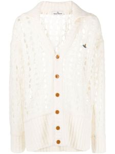 Vivienne Westwood cardigan en maille ajourée à logo brodé - Blanc