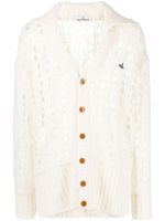 Vivienne Westwood cardigan en maille ajourée à logo brodé - Blanc