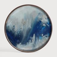 Ethnicraft Rond Dienblad 'Tribal Quest' 48cm, kleur Blue Mist