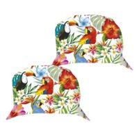 Verkleed hoedje voor Tropical Hawaii party - 2x - Summer/jungle print - volwassenen - Carnaval/thema