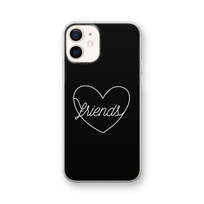 Friends heart black: iPhone 12 Transparant Hoesje