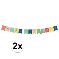 2x Gekleurde DIY feest slingers Happy Birthday 1,75 meter - thumbnail