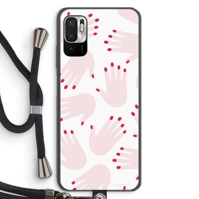 Hands pink: Xiaomi Redmi Note 10 5G Transparant Hoesje met koord