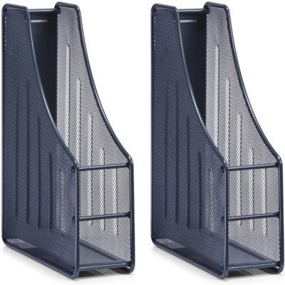 Zeller Lectuurbak - 2x - documenten opbergbak - antraciet grijs - draad metaal - L9 x B27 x H35 cm Zeller Lectuurbak - 2x - documenten opbergbak - antraciet grijs - draad metaal - L9 x B27 x H35 cm