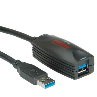 ROLINE USB 3.2 Gen 1 Actieve Repeater kabel, zwart, 5 m