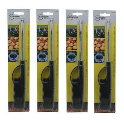 Benson gas/bbq/keuken/kaarsen aanstekers - 4x stuks - van 27 cm - Flexibele hals - Kinderslot