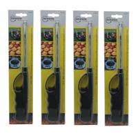 Benson gas/bbq/keuken/kaarsen aanstekers - 4x stuks - van 27 cm - Flexibele hals - Kinderslot