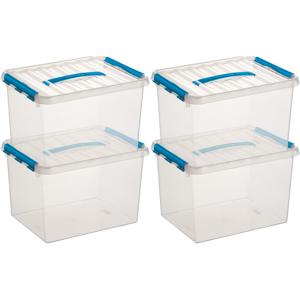 5x sunware q-line opberg box/opbergdoos - 22 liter - 40 x 30 x 26 cm - kunststof - transparant