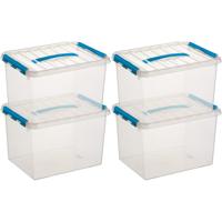 5x sunware q-line opberg box/opbergdoos - 22 liter - 40 x 30 x 26 cm - kunststof - transparant