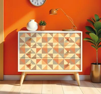 Meubel sticker boho warme geometrie