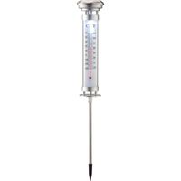 Tuin/buiten thermometer met solar verlichting 57 cm