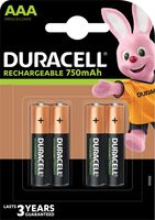 Duracell oplaadbare batterijen Recharge Plus AAA, blister van 4 stuks