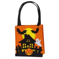 Halloween snoep tasje - oranje - vilt - 22 x 20 cm - Trick or treat