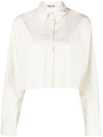 Miu Miu chemise crop en coton à logo brodé - Blanc