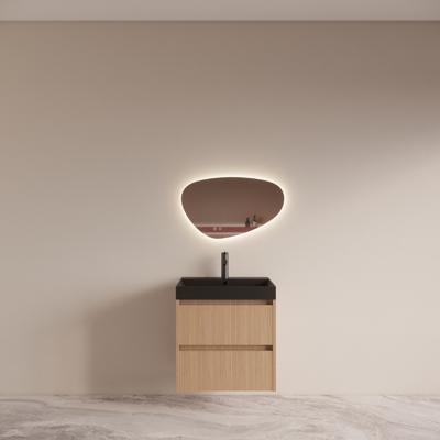 Badmeubelset BWS Riga met Lako Wastafel Zwart 60 cm Licht Eiken Japandi