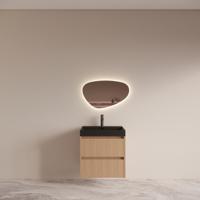 Badmeubelset BWS Riga met Lako Wastafel Zwart 60 cm Licht Eiken Japandi