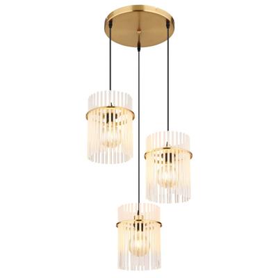 Globo Gouden hanglampGorley rond met glas 3-lichts - 15698-3HRM