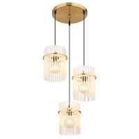 Globo Gouden hanglampGorley rond met glas 3-lichts - 15698-3HRM