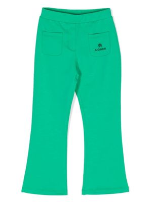 Aigner Kids pantalon de jogging à logo brodé - Vert