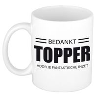 Collega cadeau mok / beker bedankt topper voor je fantastische inzet afscheid/pensioen kado