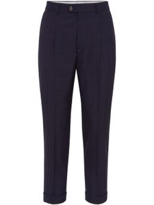 Brunello Cucinelli check-pattern virgin-wool trousers - Bleu