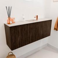 Toiletmeubel Mondiaz Joya Dlux | 100 cm | Meubelkleur Walnut | Faye wastafel Meli Wasbak Midden | 1 kraangat