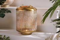 Decoratieve lantaarn ORIENT 25cm goud metaal met patina handgemaakte lantaarn - 43826